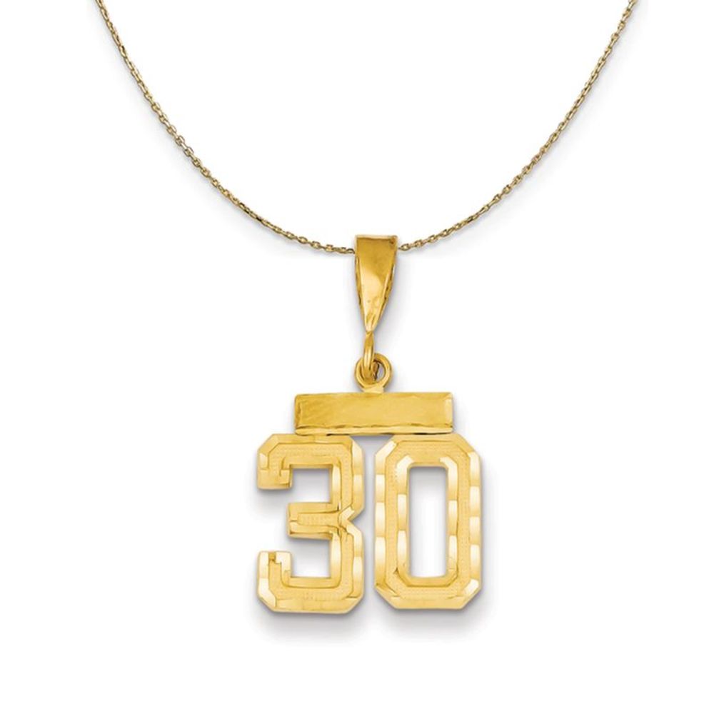 14k Yellow Gold, Varsity, Sm D/C Necklace Number 30 - 18 Inch